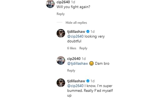 [Image Courtesy: @tjdillashaw comment section on Instagram]