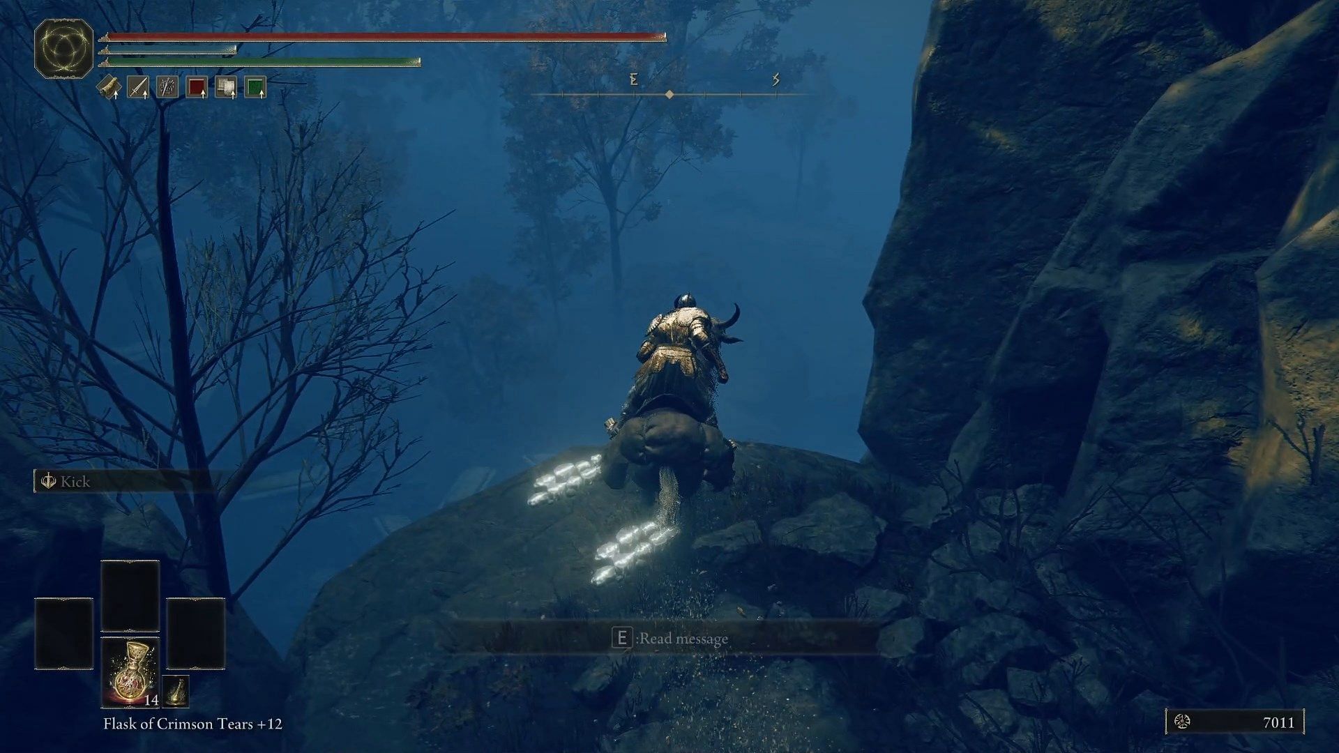 Jump across to the other land with a foggy forest (Image via FromSoftware)