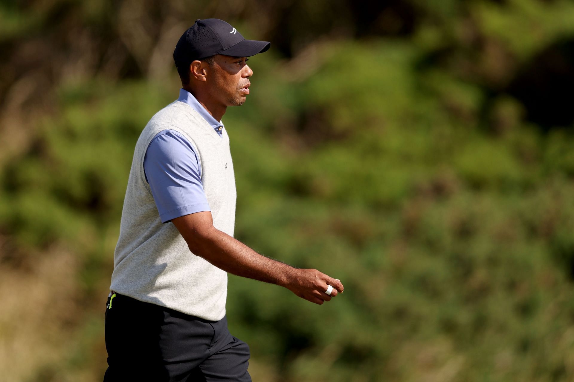 Tiger Woods walks during the practice session ahead of the Open Championship (Image via Getty)