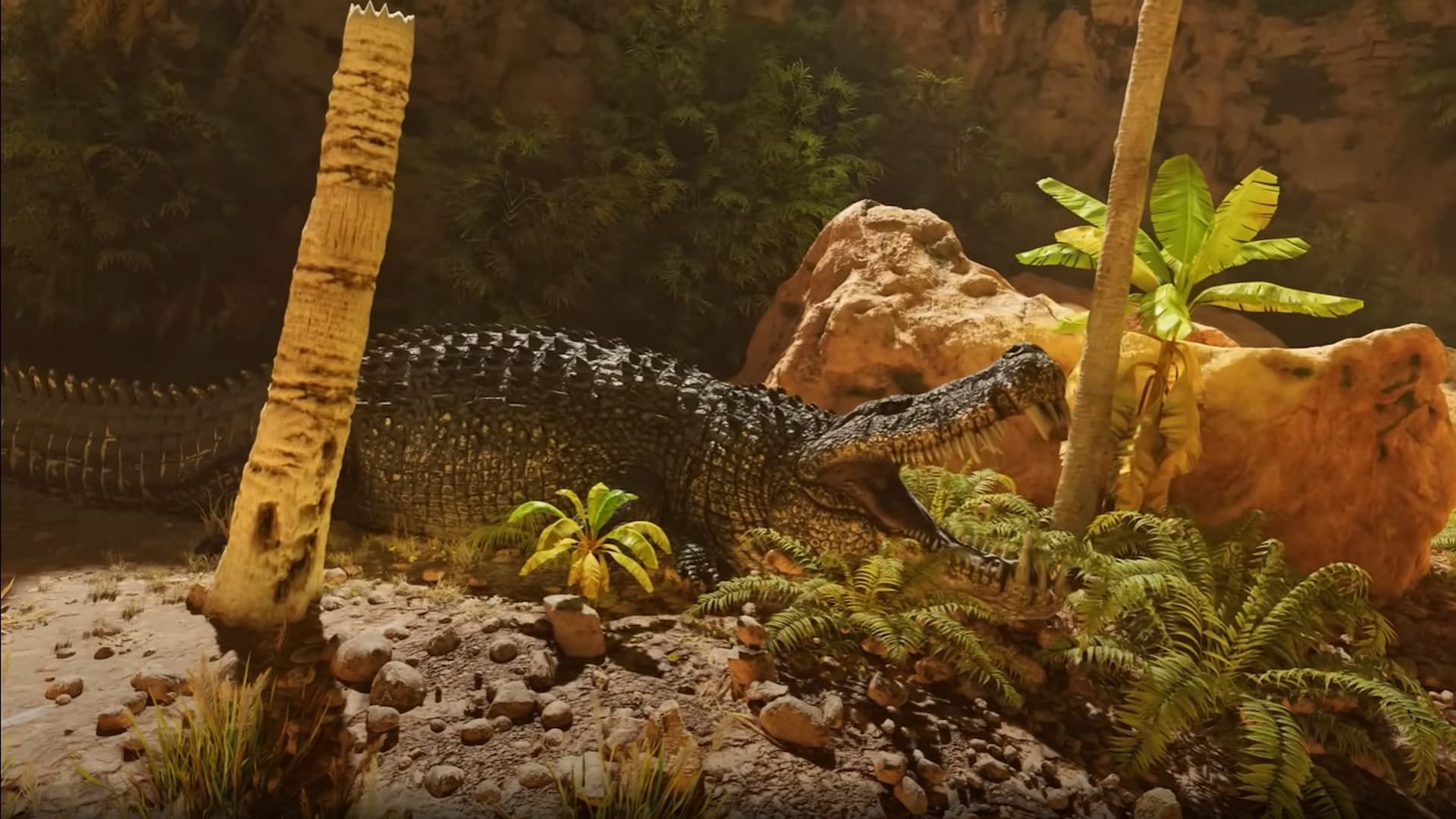 You can feed the Dinosuchus when it opens its mouth (Image via Studio Wildcard || BEYPlaysGames/YouTube)