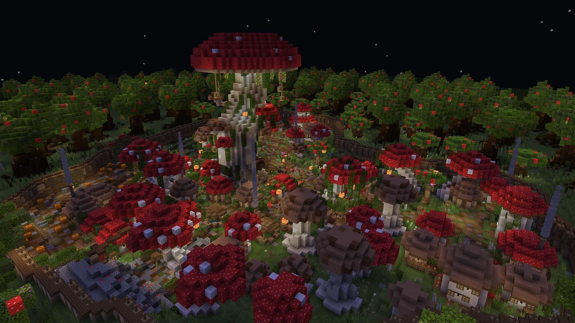 A large mushroom forest and garden (Image via BigBuilds/PMC)