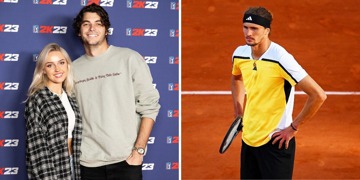 Taylor Fritz with his girlfriend Morgan Riddle (L), Alexander Zverev (Source: GETTY)