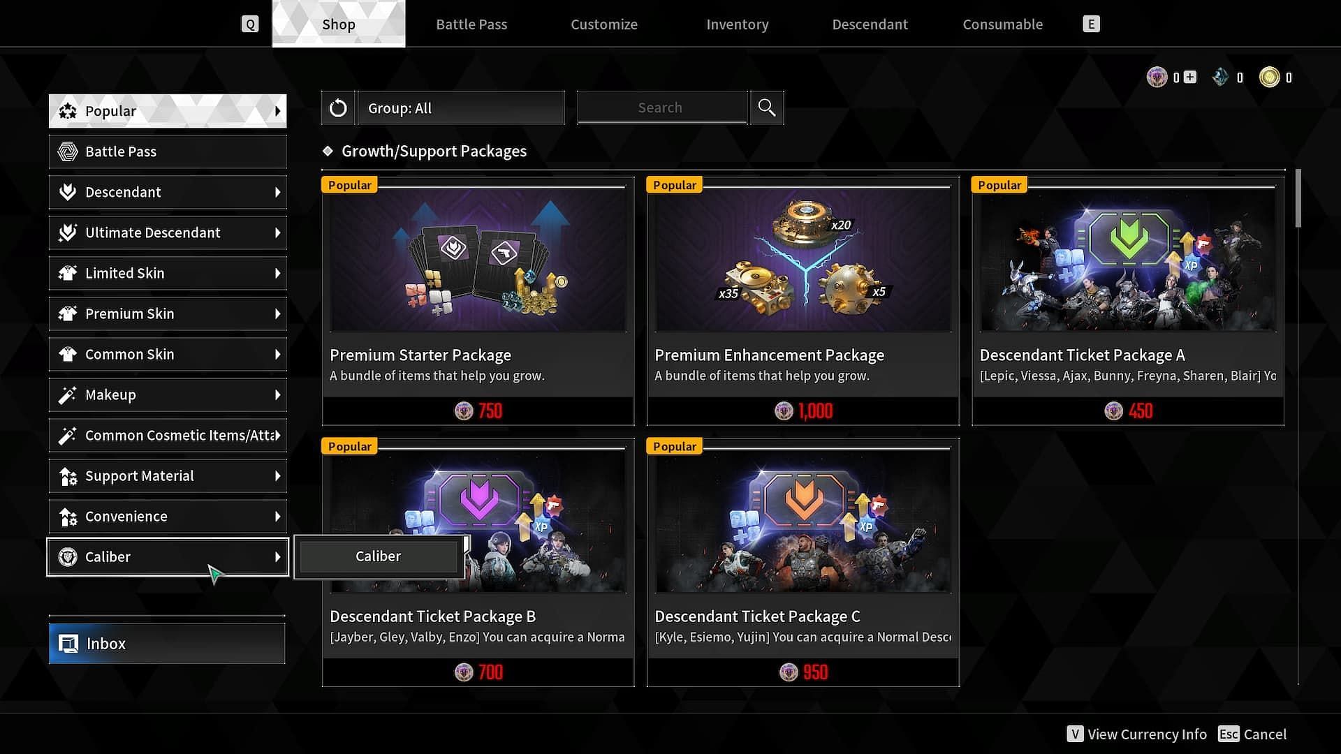 You can purchase Caliber from the Shop (Image via Nexon)