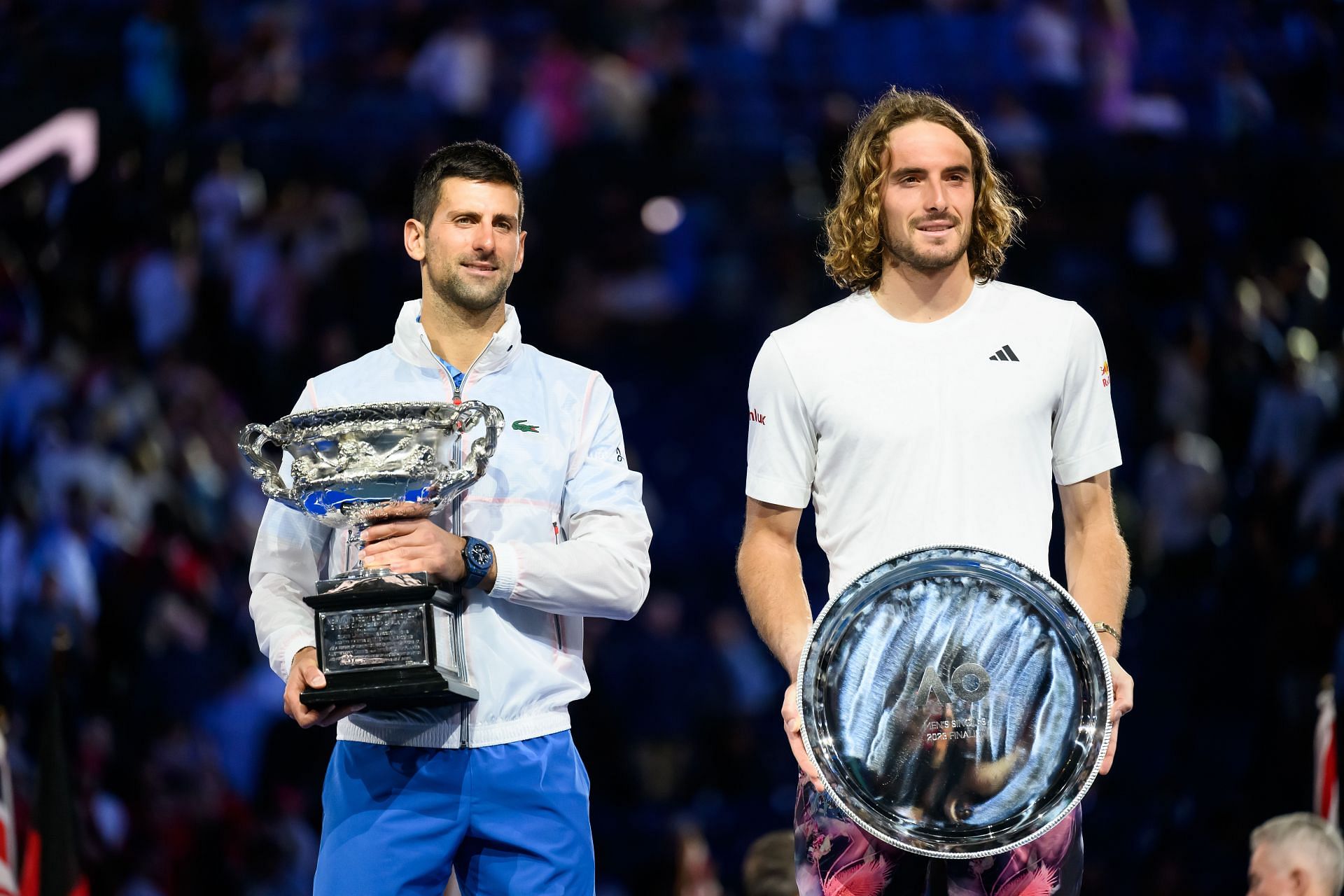 Novak Djokovic (L) and Stefanos Tsitsipas (R) (Source: Getty)