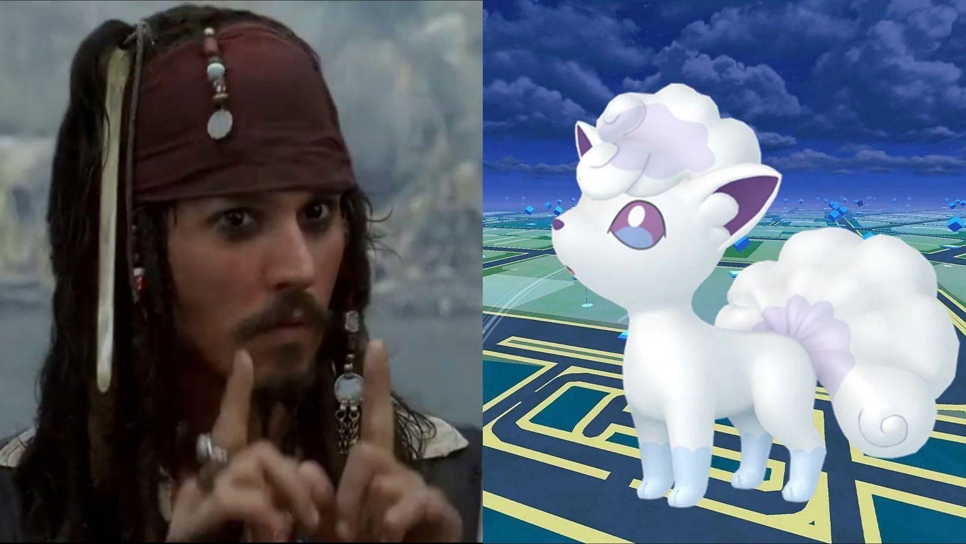 Shiny Alolan Vulpix x Captain Jack Sparrow (Image via TPC | Walt Disney)