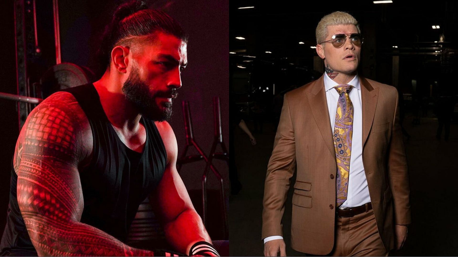 Roman Reigns (left); Cody Rhodes (right)