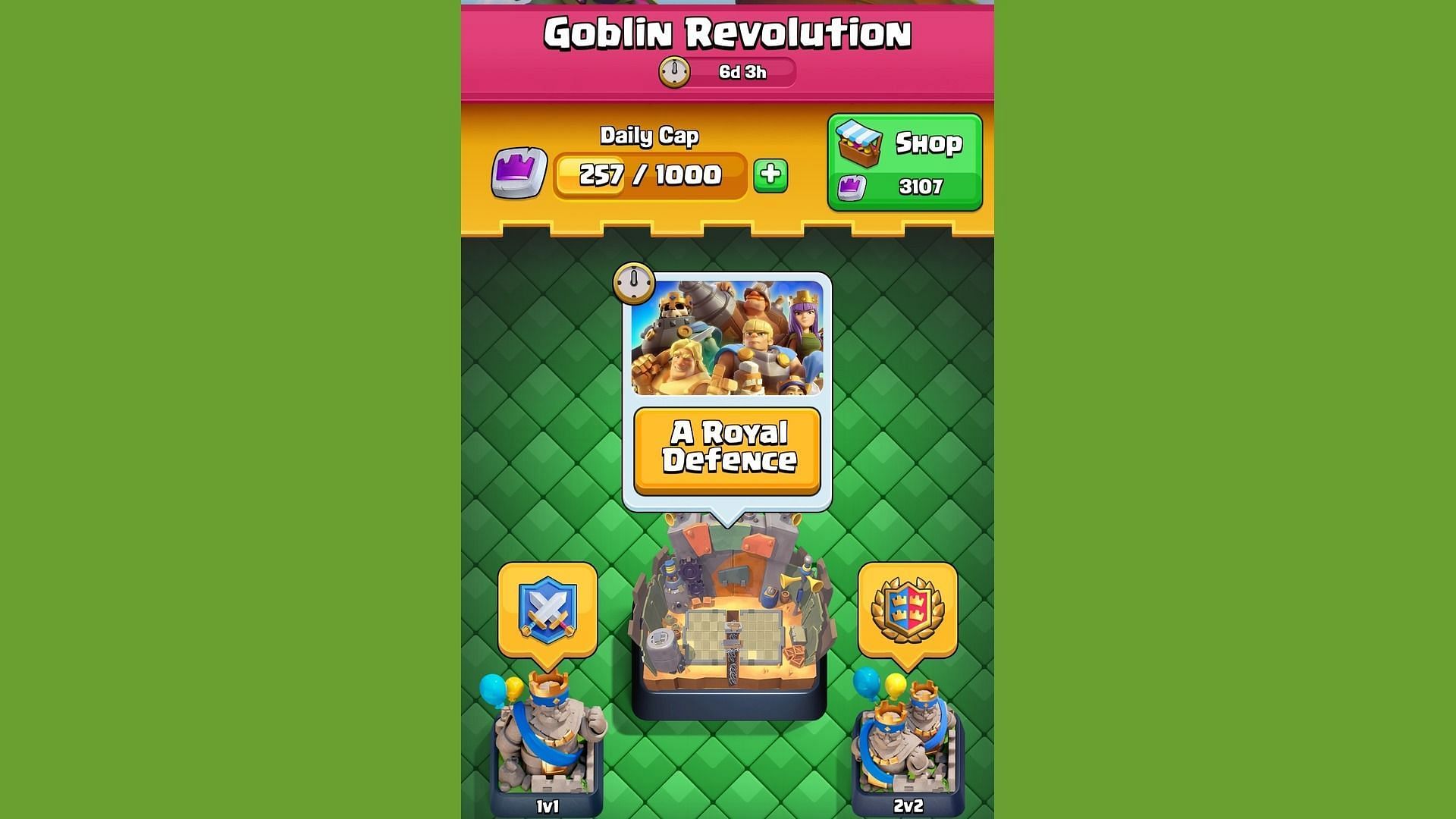 A Royal Defence in Clash Royale is a part of Goblin Revolution Update (Image via Supercell)