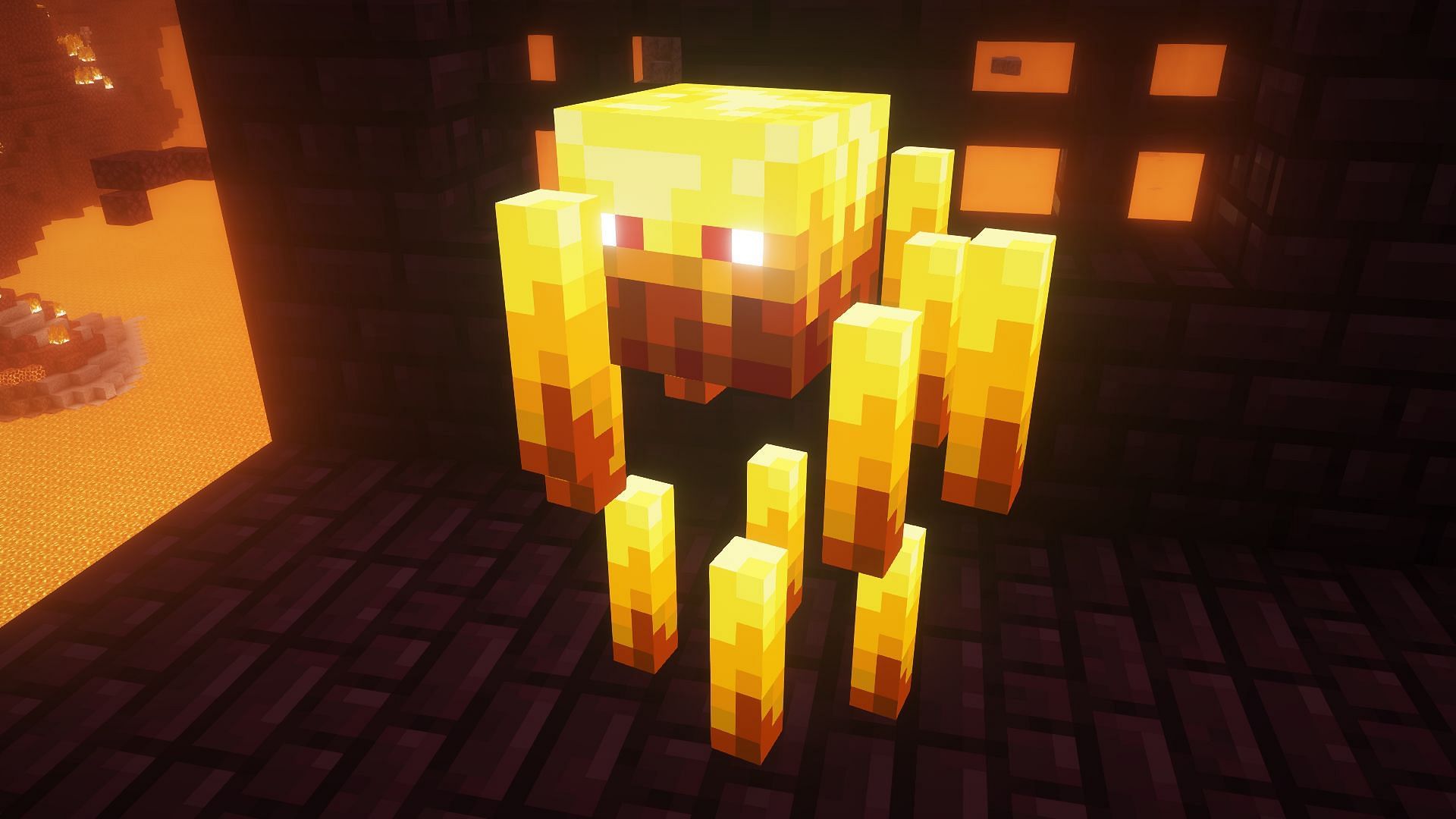 A blaze in a Nether fortress (Image via Mojang)