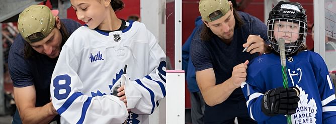 In Photos: Chris Tanev surprises young fans by signing jerseys at Toronto Maple Leafs hockey school