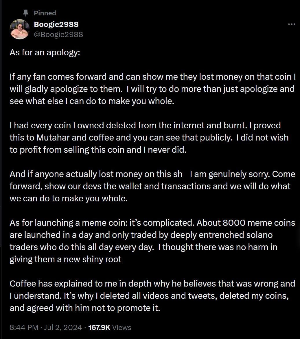 YouTuber Boogie2988 apologizes after cryptocurrency scam controversy ...
