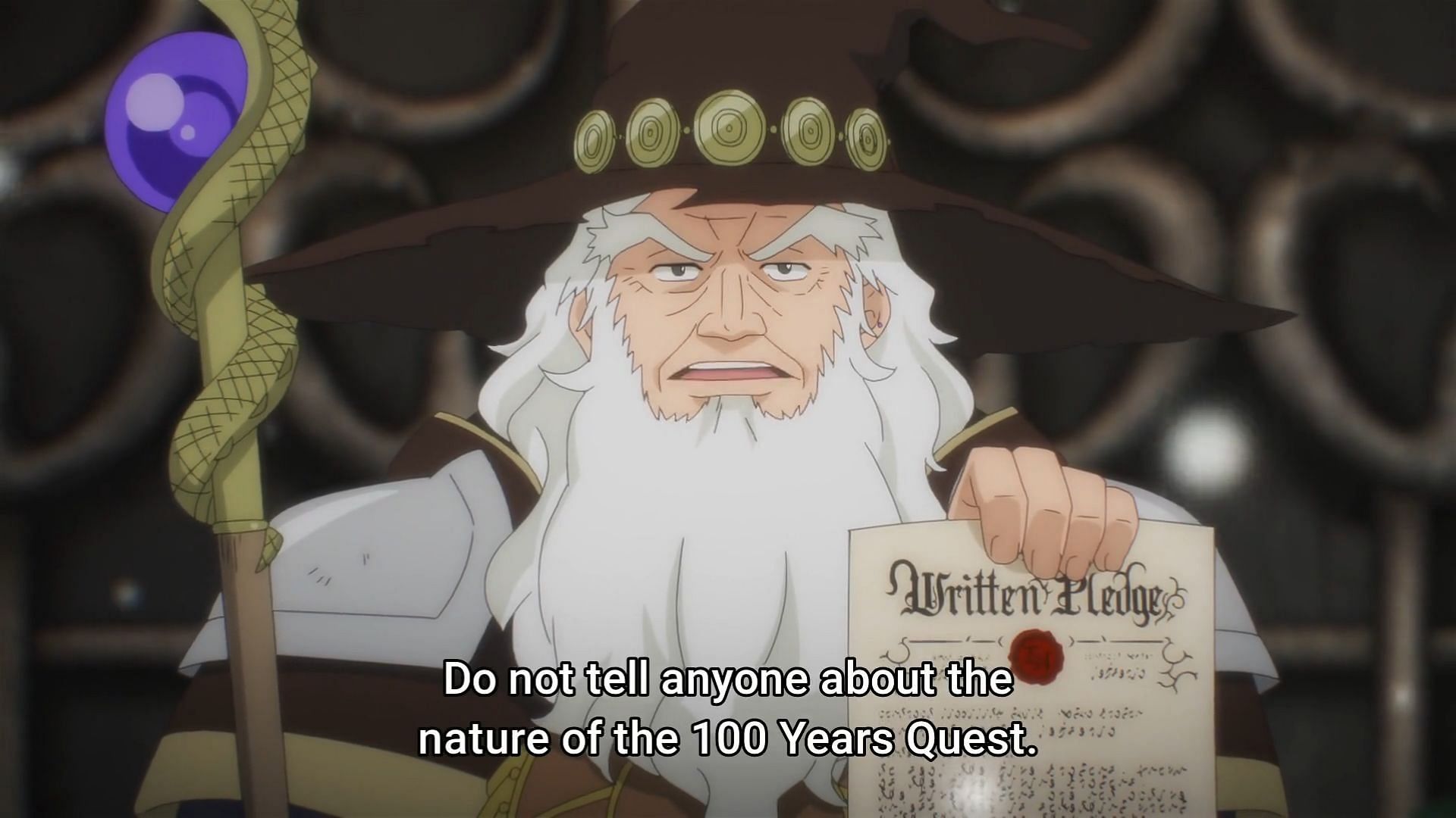 Elefseria explains the 100 Year Quest (Image via J.C. Staff)