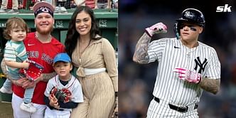 WATCH: Yankees' Alex Verdugo hypes up son displaying raw talent during batting practice with family