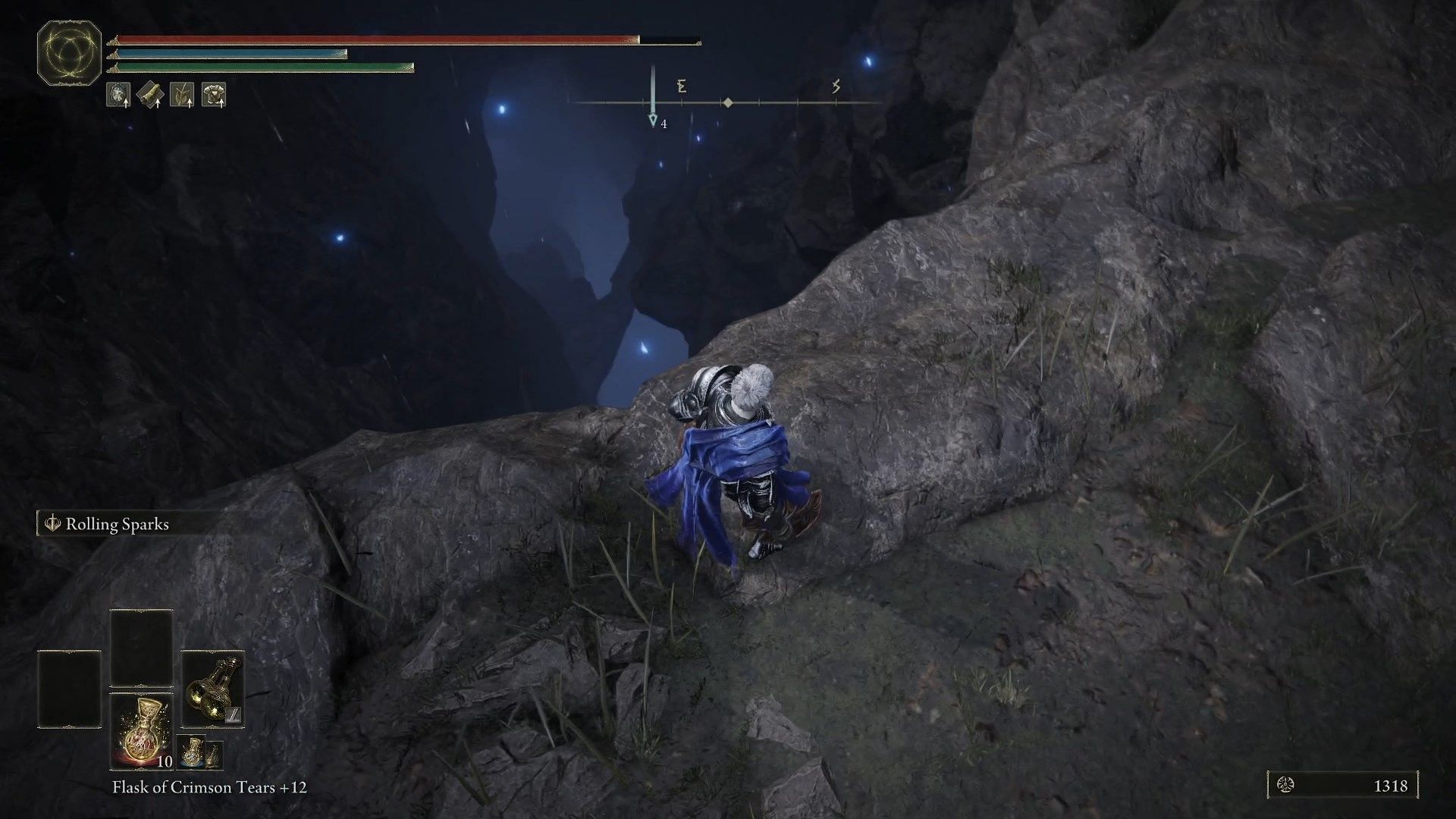 Reach to the bottom using the rocky platforms (Image via FromSoftware)