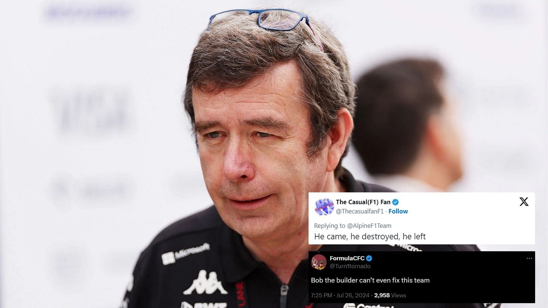 Fans react to Bruno Famin stepping away from Alpine as team principal (Images from Getty Images and @ThecasualfanF1 and @Turn1tornado on X)