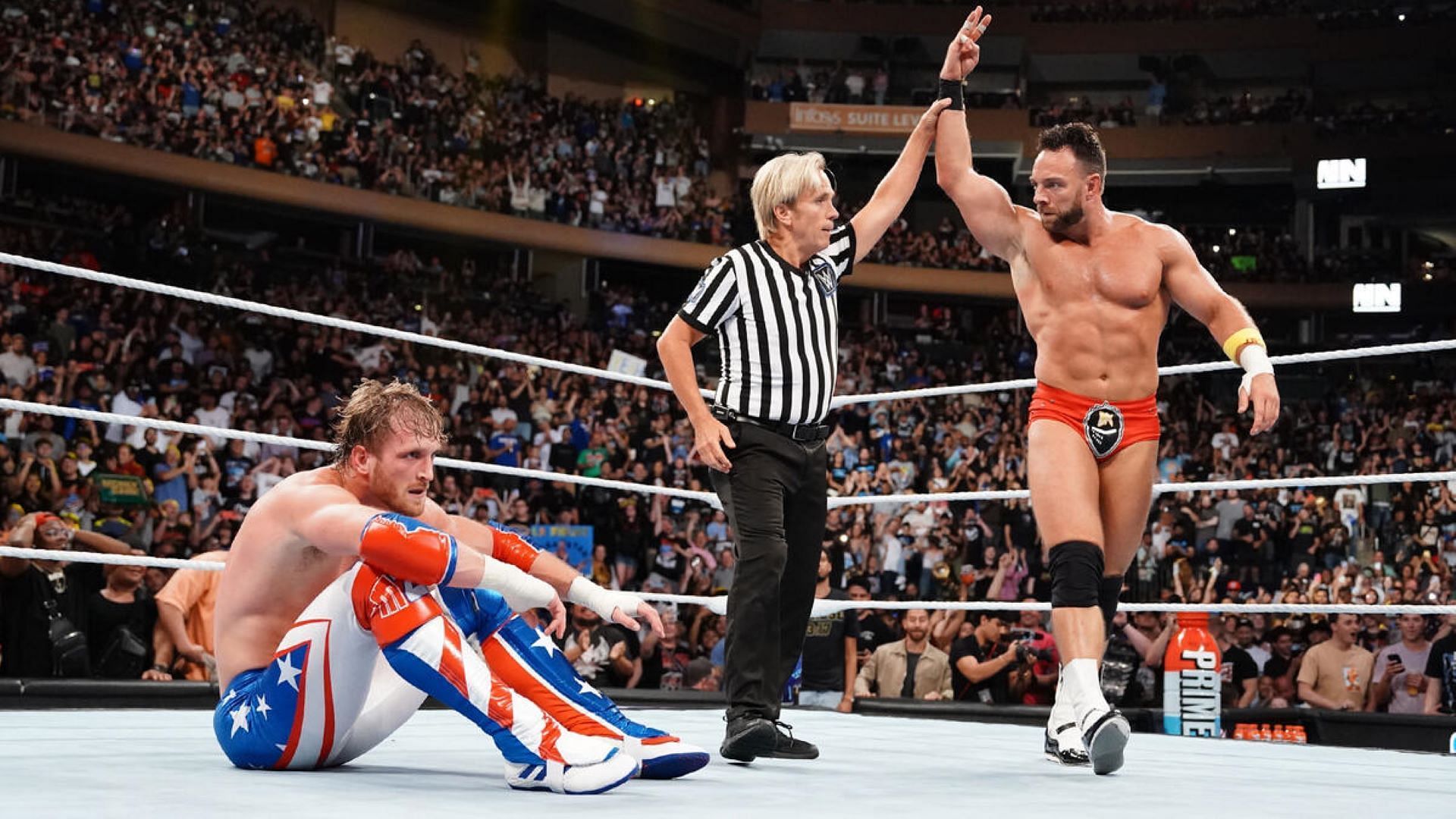 Will LA Knight have his arms raised against Logan Paul at SummerSlam? (Image Credit: WWE.com)