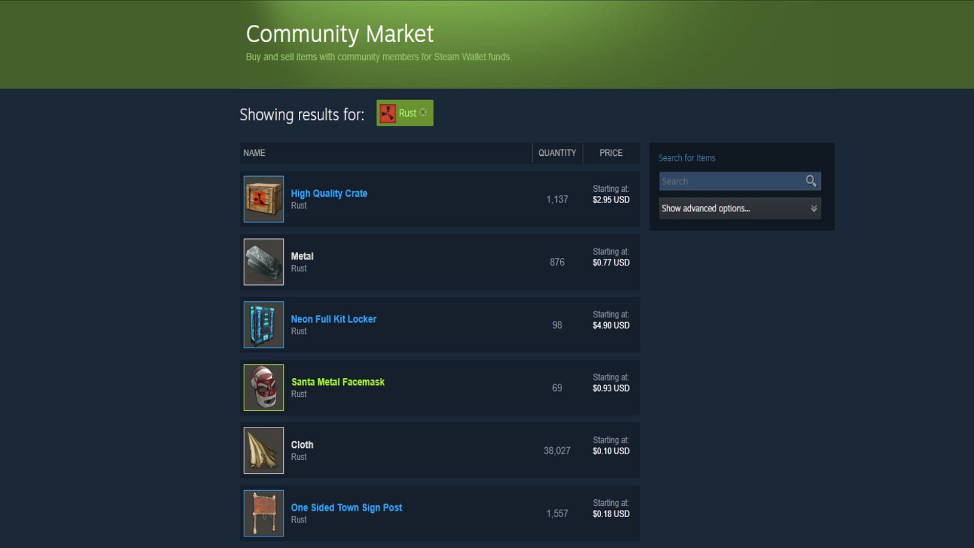 The Community Market page (Image via Valve)