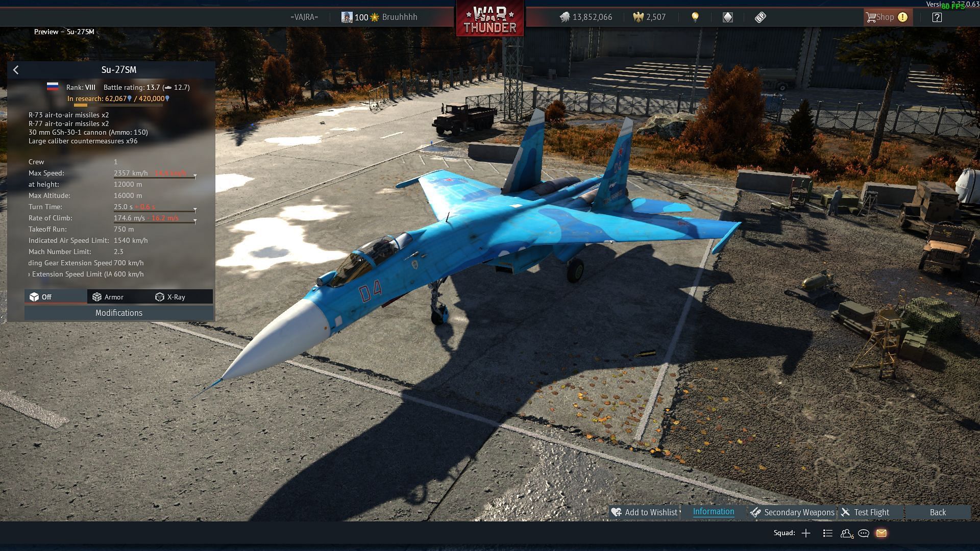 The Su-27SM in War Thunder (Image via Gaijin Entertainment)