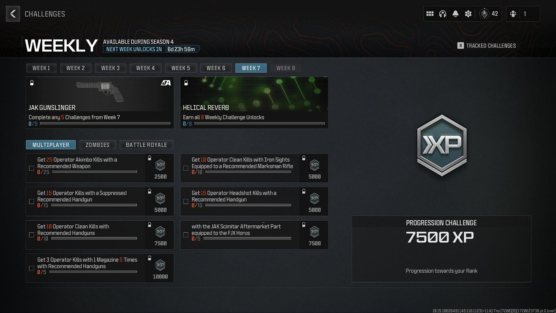 All MW3 Multiplayer Season 4 Week 7 challenges (Image via Activision)