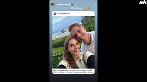 Mirjam Bjorklund responds to boyfriend Denis Shapovalov's birthday wish (Picture: @mirjambjorklund Instagram)