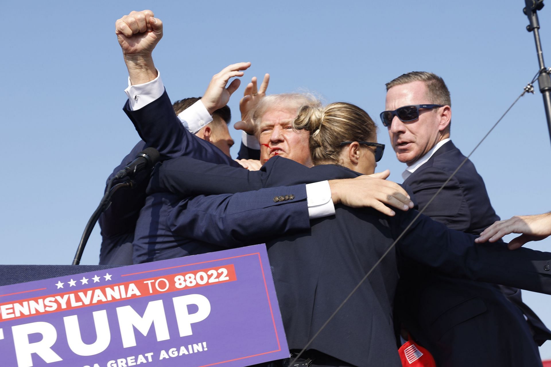 Donald Trump was injured during the shooting at a rally in Butler (Image via Anna Moneymaker/Getty Images)