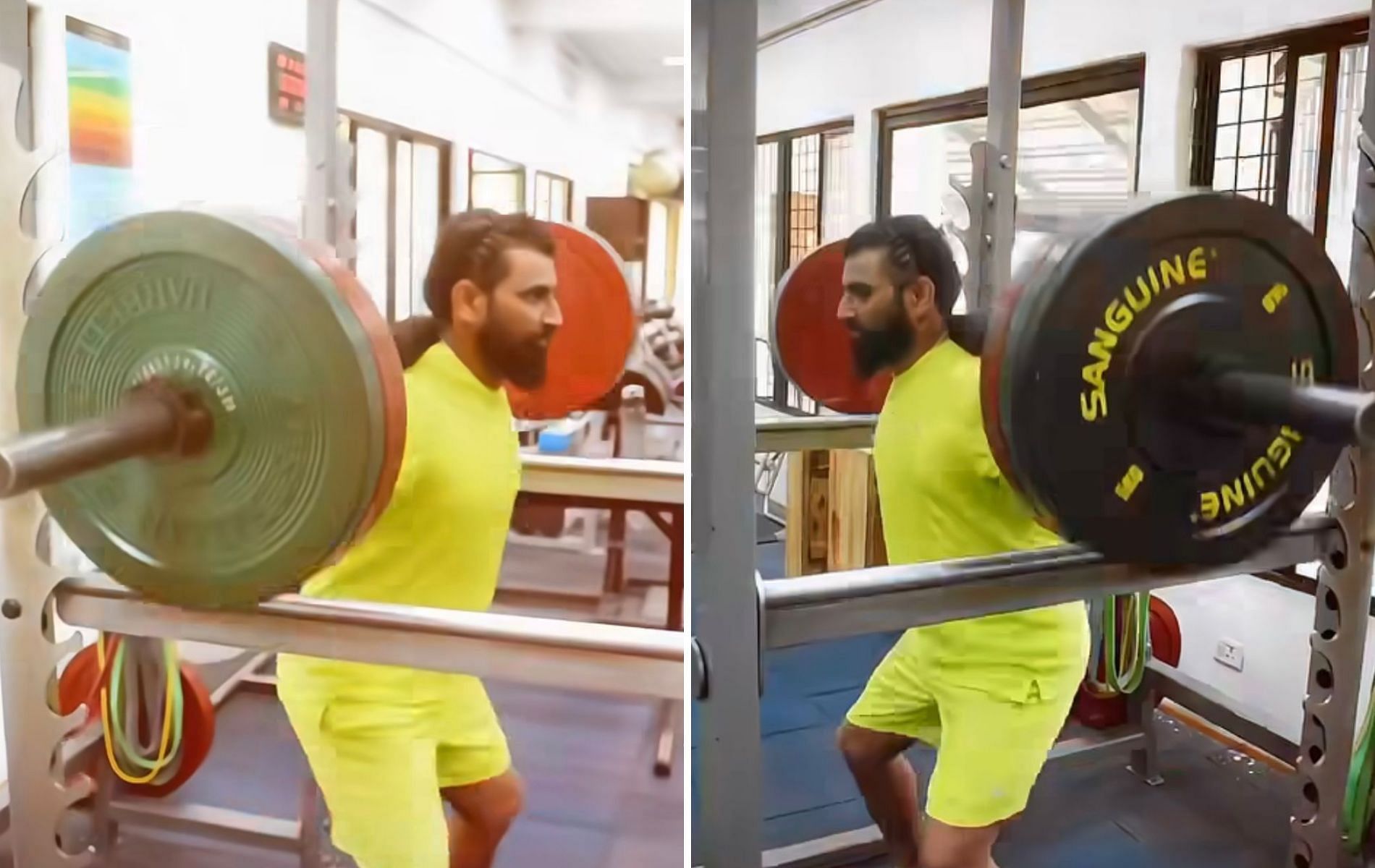 Mohammed Shami training in the gym. 