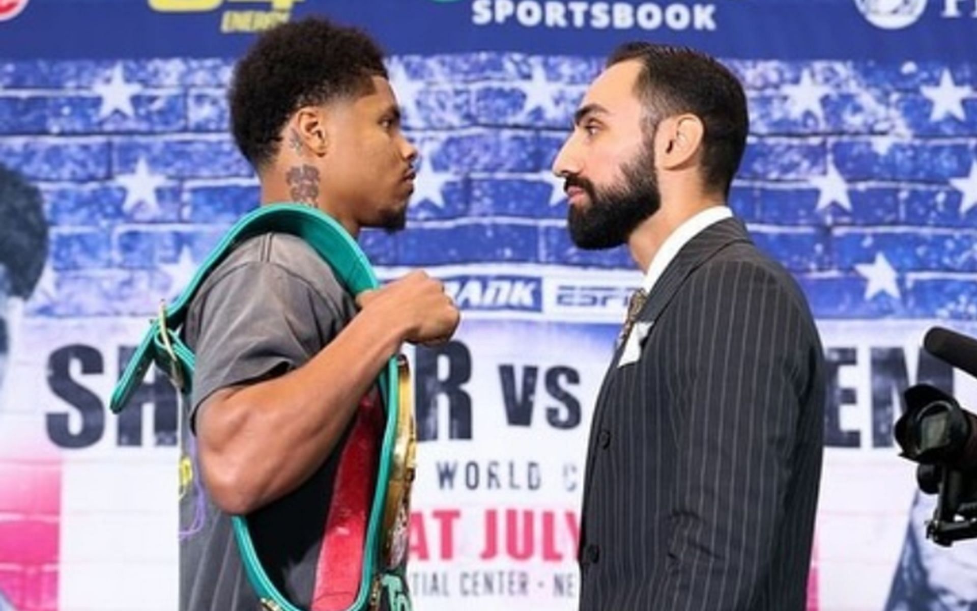 Shakur Stevenson (left) fought Artem Harutyunyan (right) in the headlining bout. [Image courtesy: @hbboxing on Instagram]