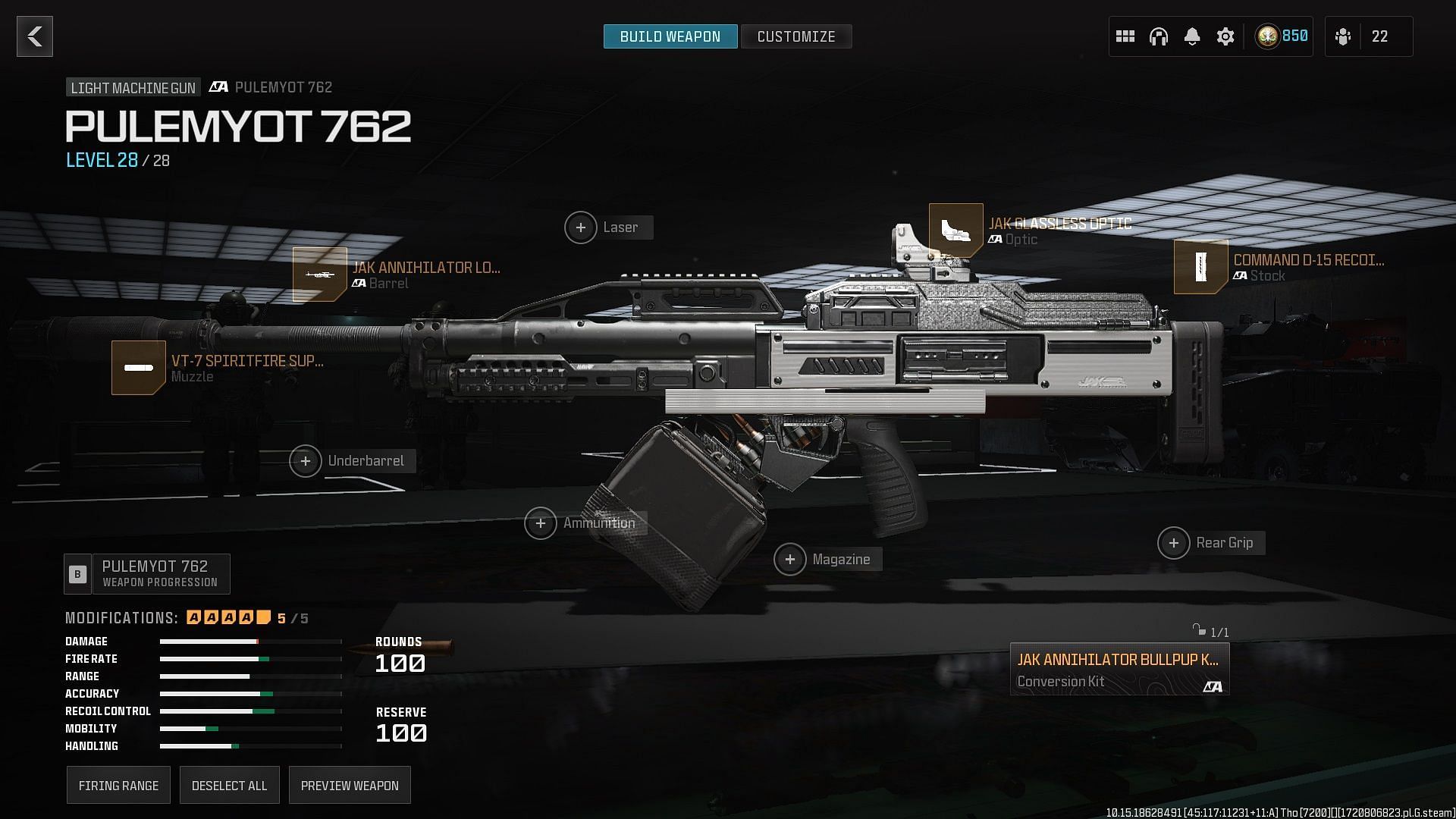 Building the best Pulemyot 762 loadout in Warzone using the JAK Annihilator Bullpup Conversion Kit (Image via Activision)