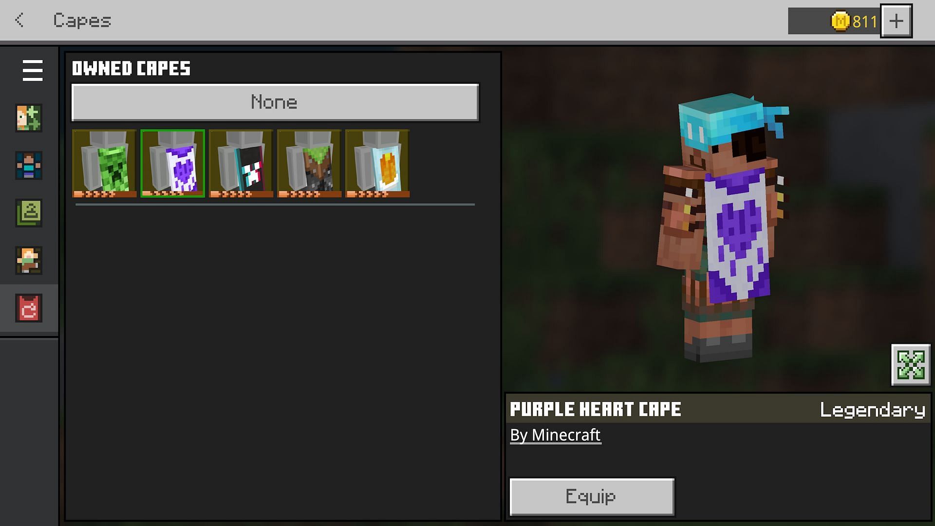 The purple Twitch themed cape (Image via Mojang)