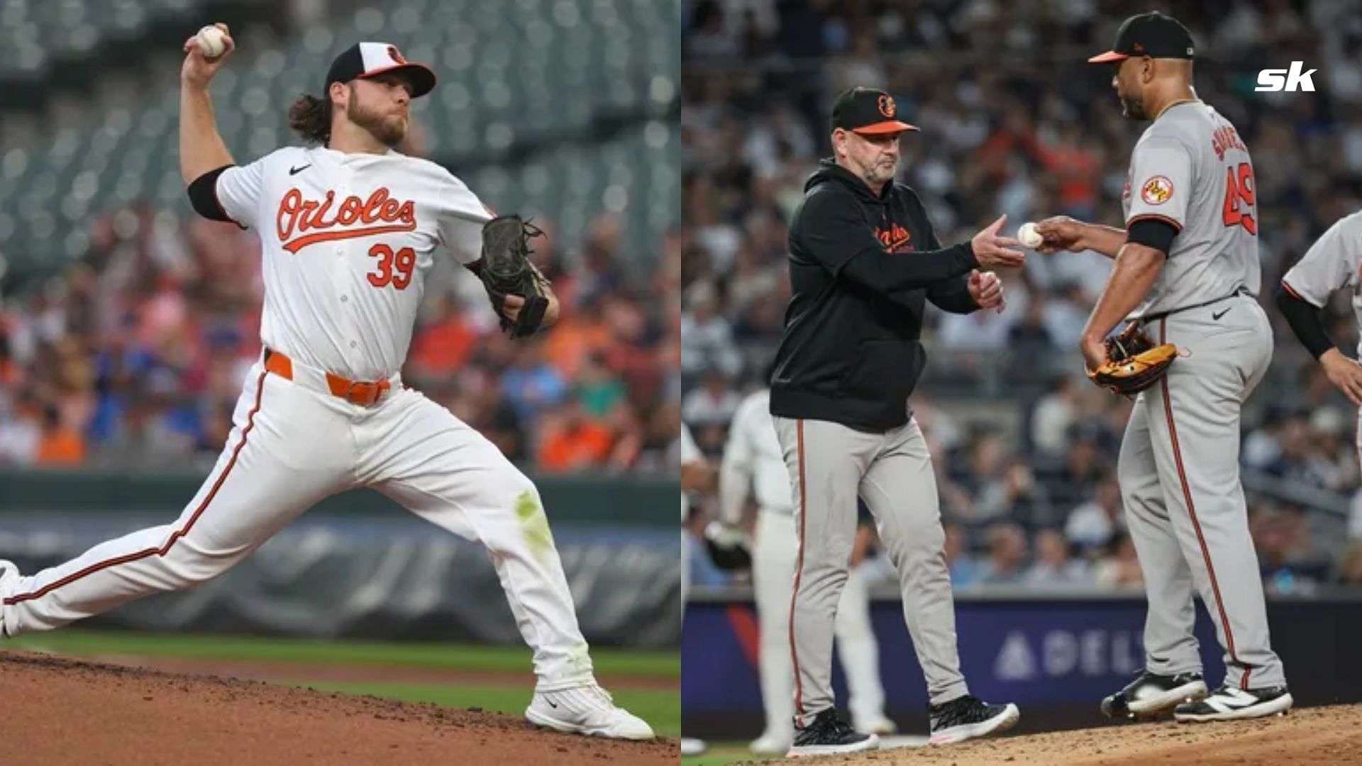 Baltimore Orioles Corbin Burnes, Brandon Hyde, &amp; Albert Suarez 