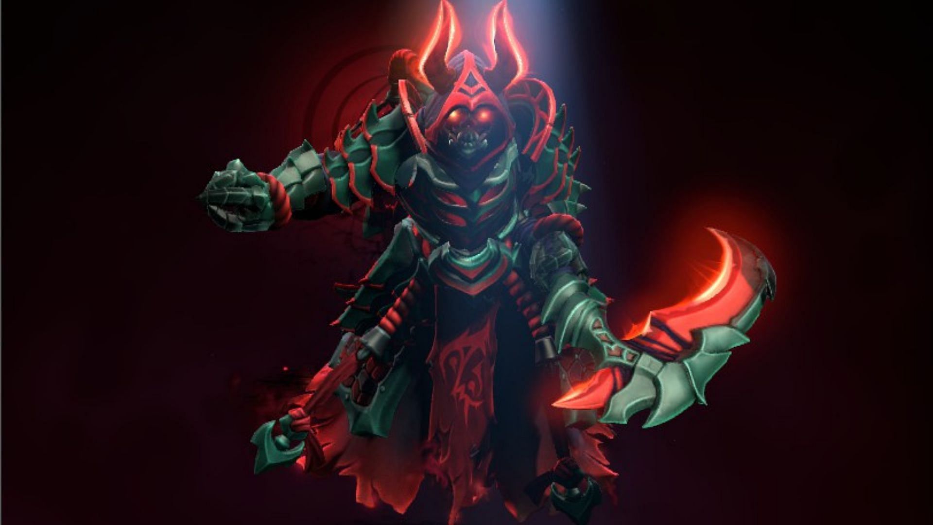 Grimstroke&#039;s eyes are also glowing red in his Elegy of the Reaper bundle (Image via Valve)