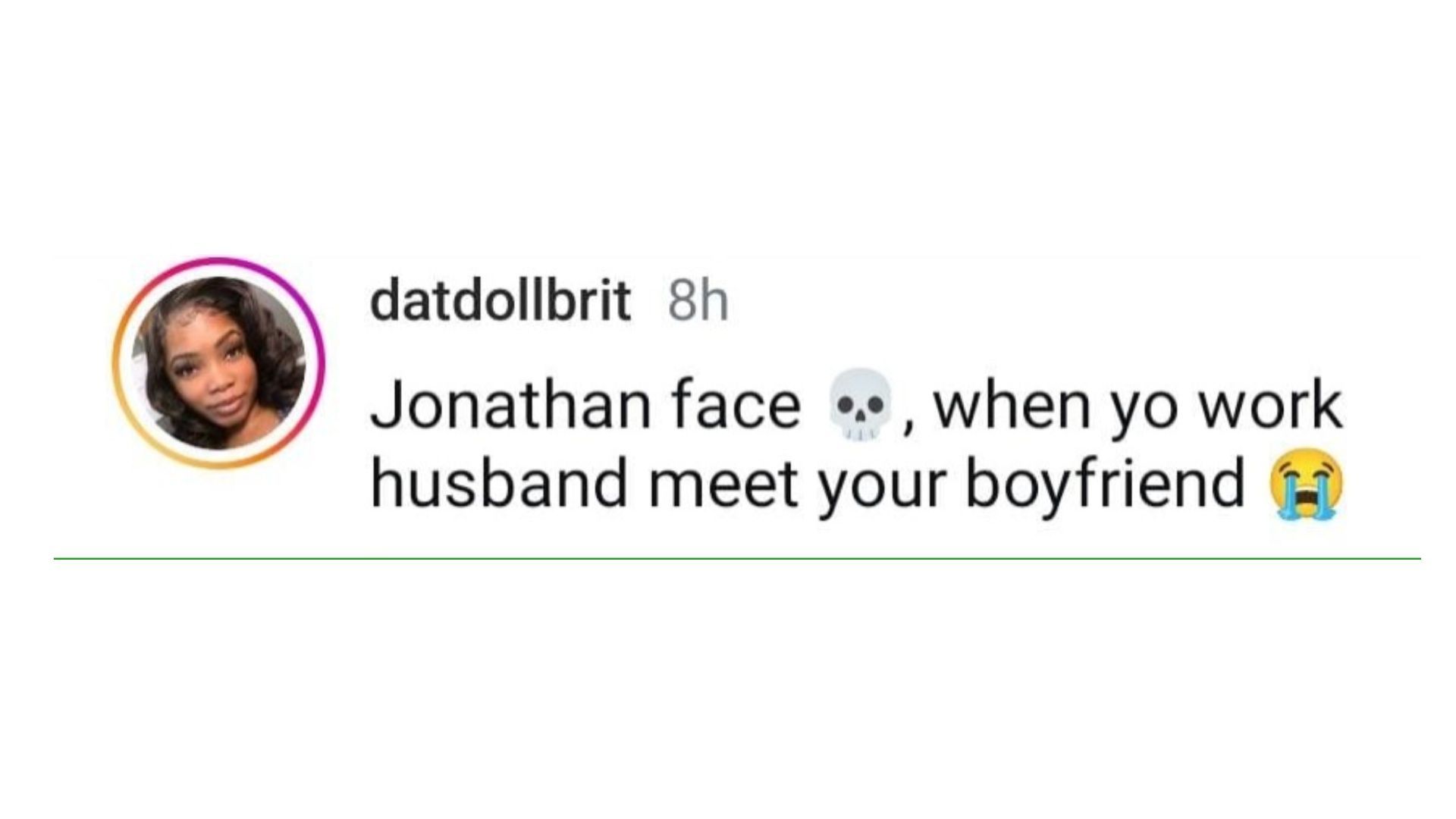 A netizen trolling the Meagan Good, Jonathan Majors, and Michael Ealy viral moment. (Image via Instagram/ @datdollbrit)