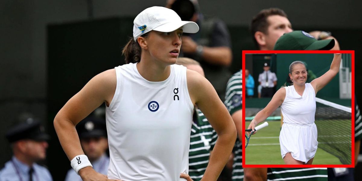 Iga Swiatek (middle) Jelena Ostapenko (inset). (Source: GETTY)