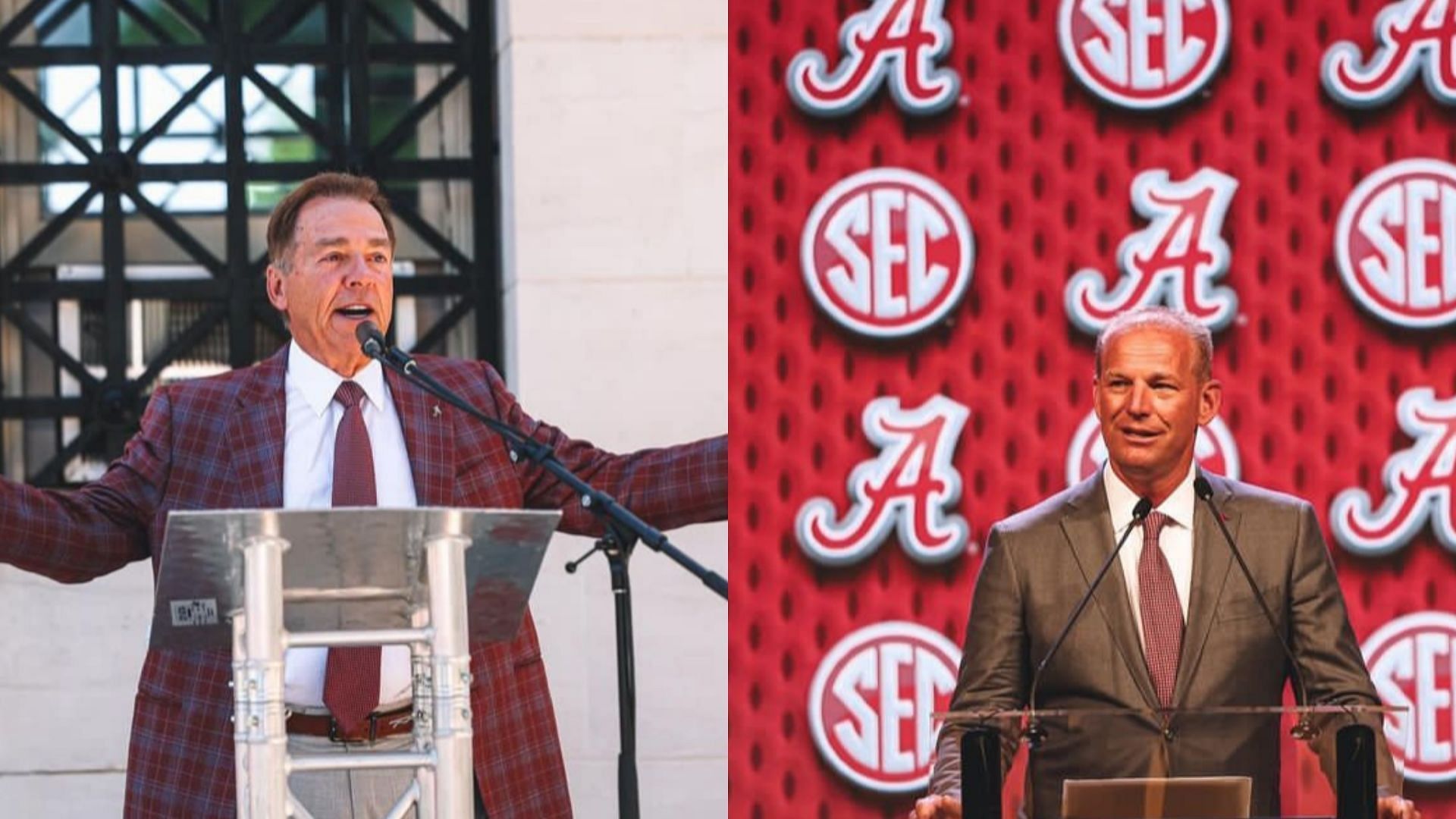 Former Alabama coach, Nick Saban and current coach Kalen DeBoer