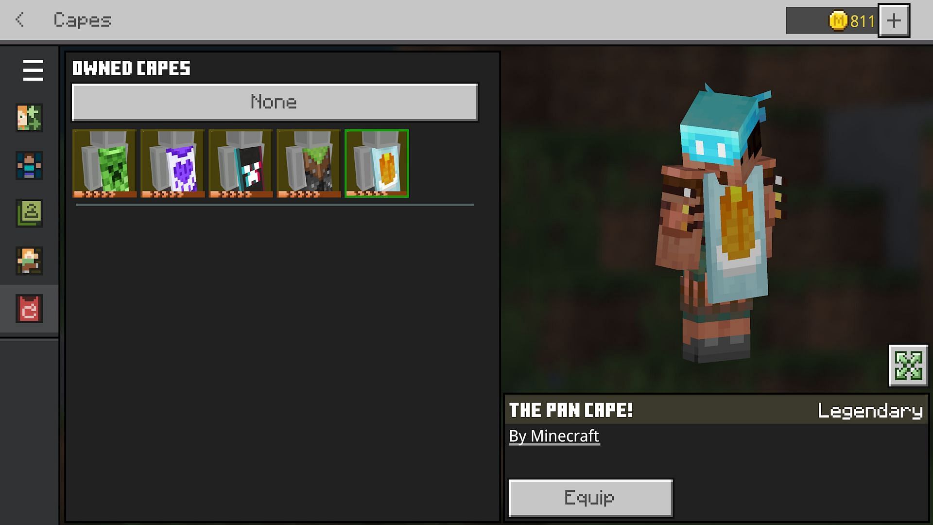 The pan cape is the de facto most common cape (Image via Mojang)