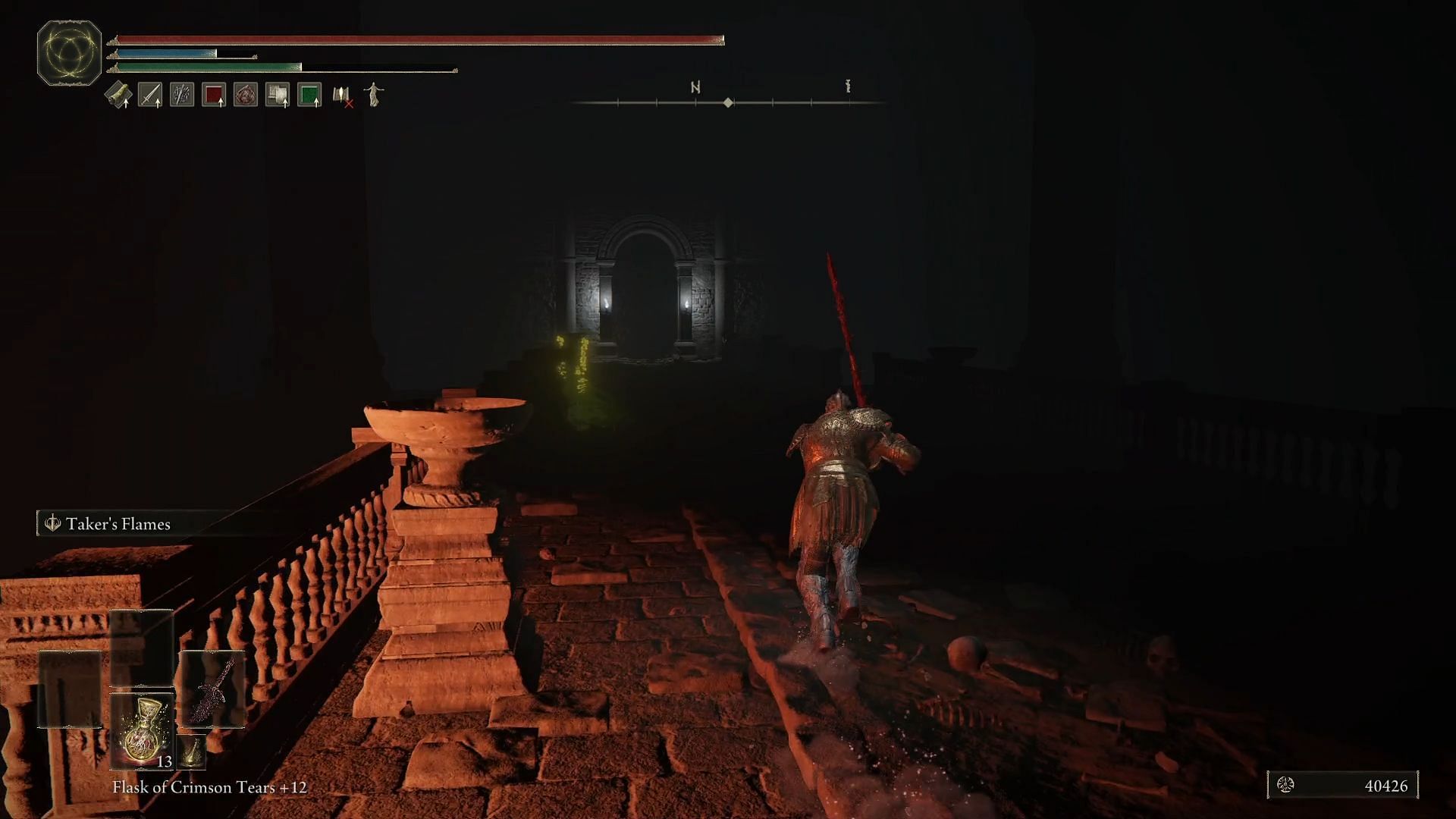 Use the lever on the north side&#039;s room to turn on the lights and lower the platform (Image via FromSoftware)