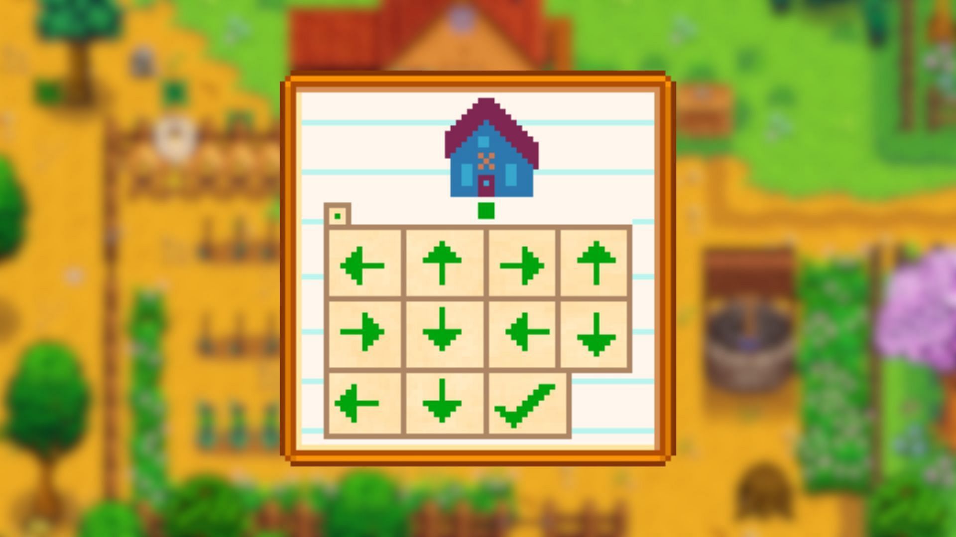 The blue house in the note refers to Vincent&#039;s house in Stardew Valley (Image via ConcernedApe)