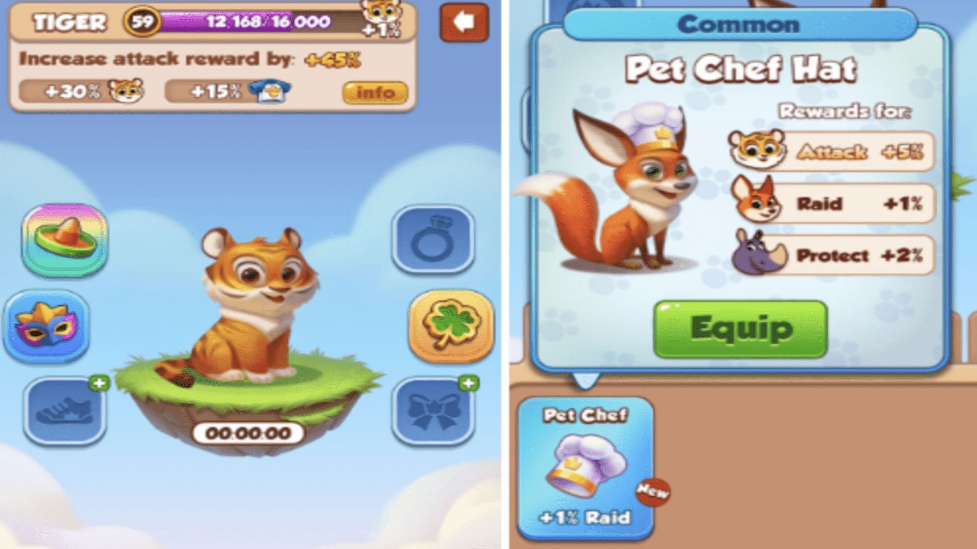 The interface for Pet Outfits in Coin Master (Image via Moon Active)