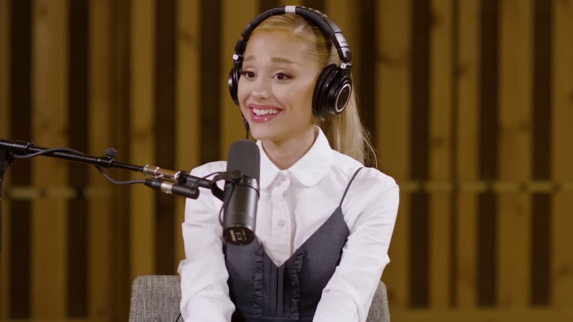 Ariana Grande addressed her viral voice-change clip (Image via YouTube/Podcrushed)