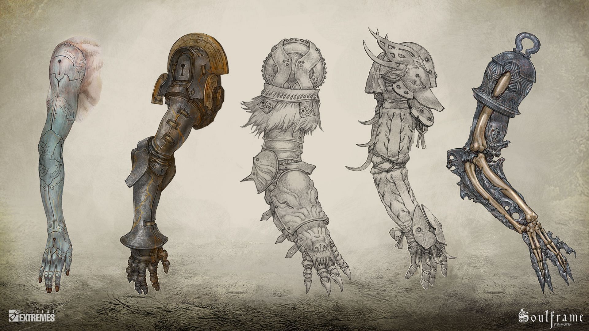 The various arms reveal what your Pact currently is in Soulframe (Image via Digital Extremes)