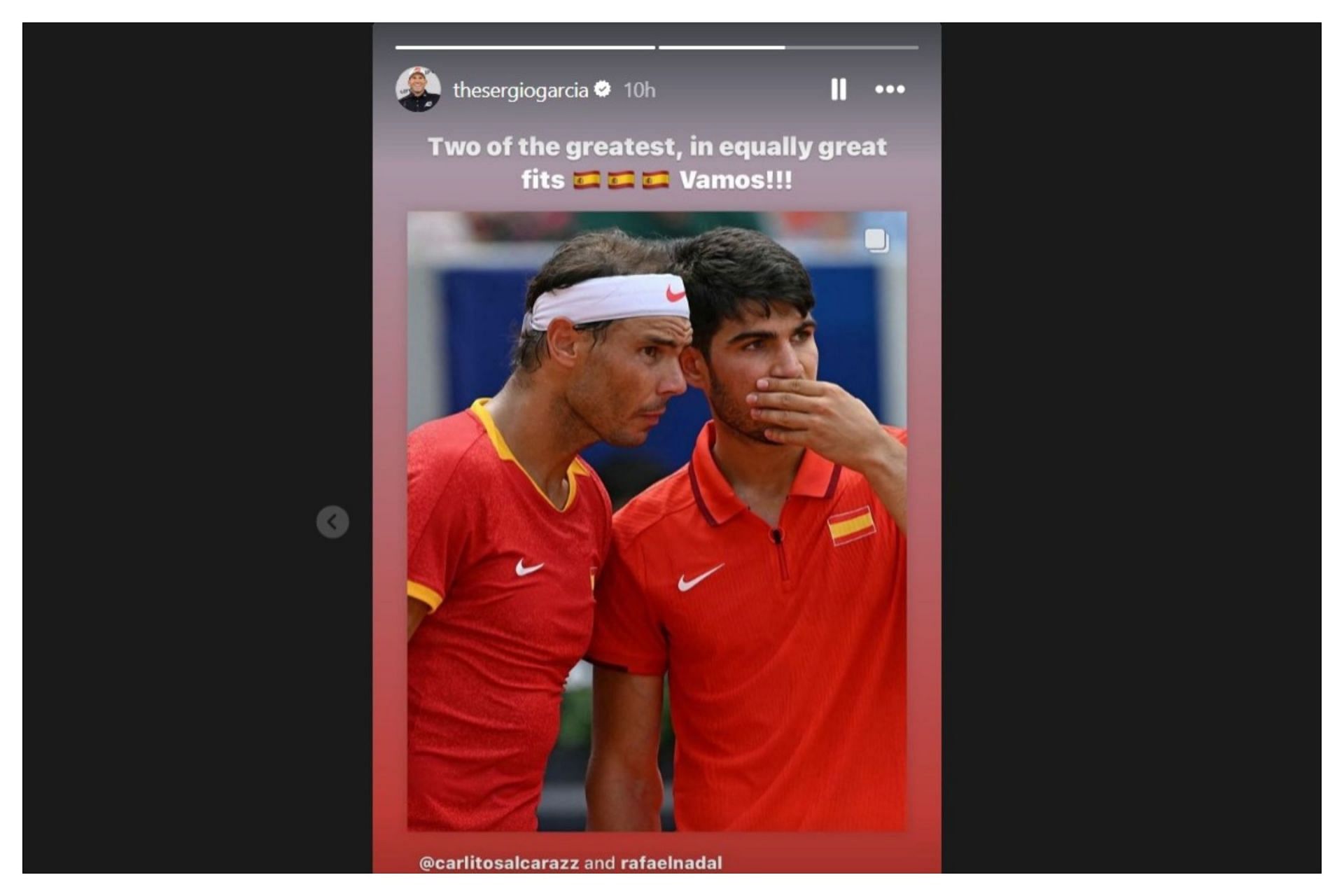 Sergio Garcia congratulates Rafael Nadal and Carlos Alcaraz (Image via Instagram@thesergiogarcia)