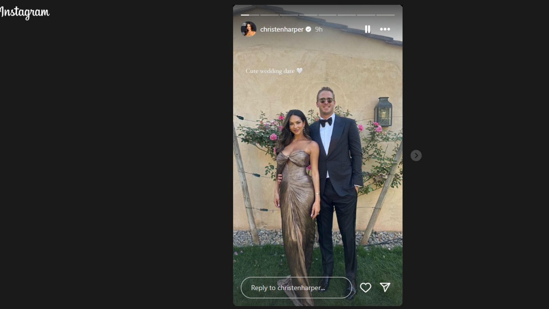 Jared Goff and his wife, Christen Harper, attended a wedding over the weekend. (Photo via Christen Harper&#039;s Instagram)