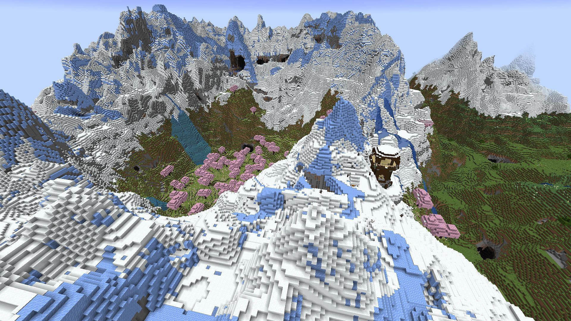 The cherry crater found at spawn (Image via Mojang)