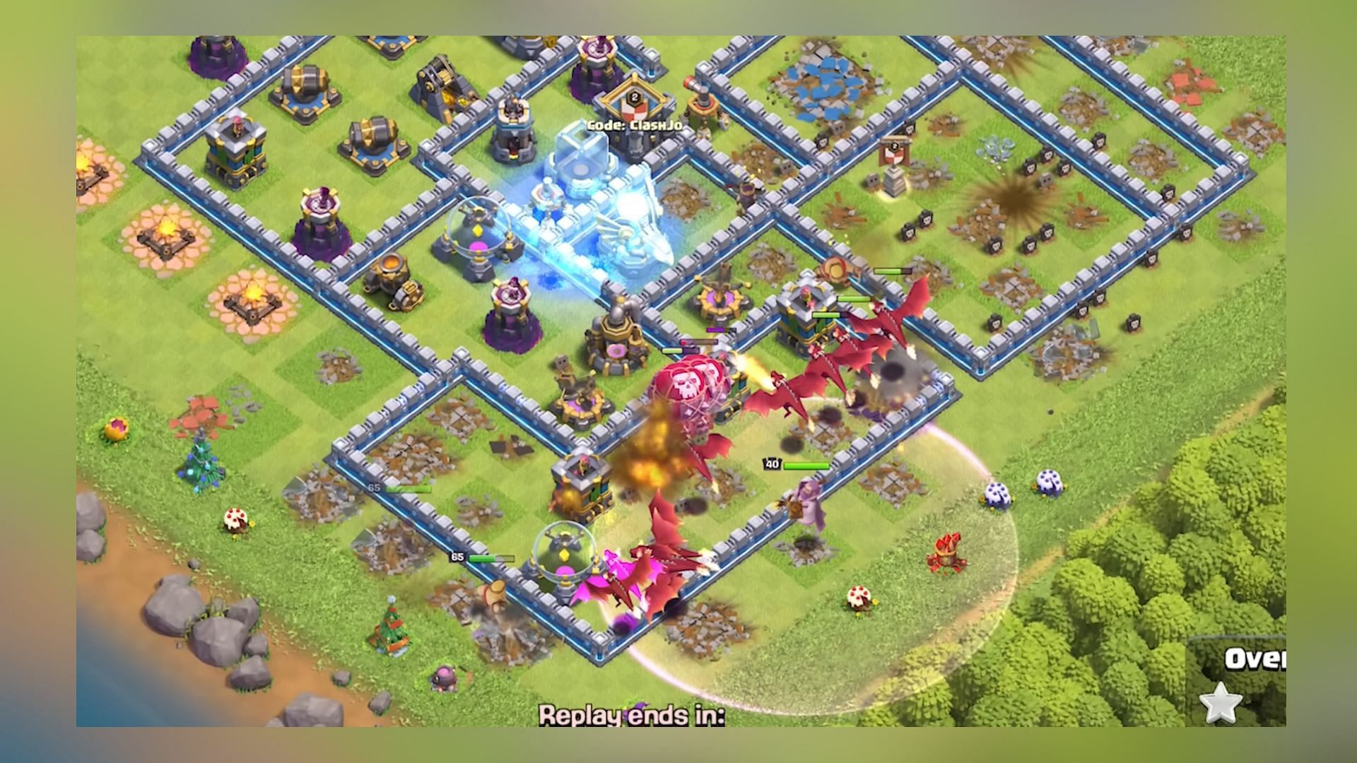 Use Balloons and Dragons to clear the base core (Image via SuperCell)