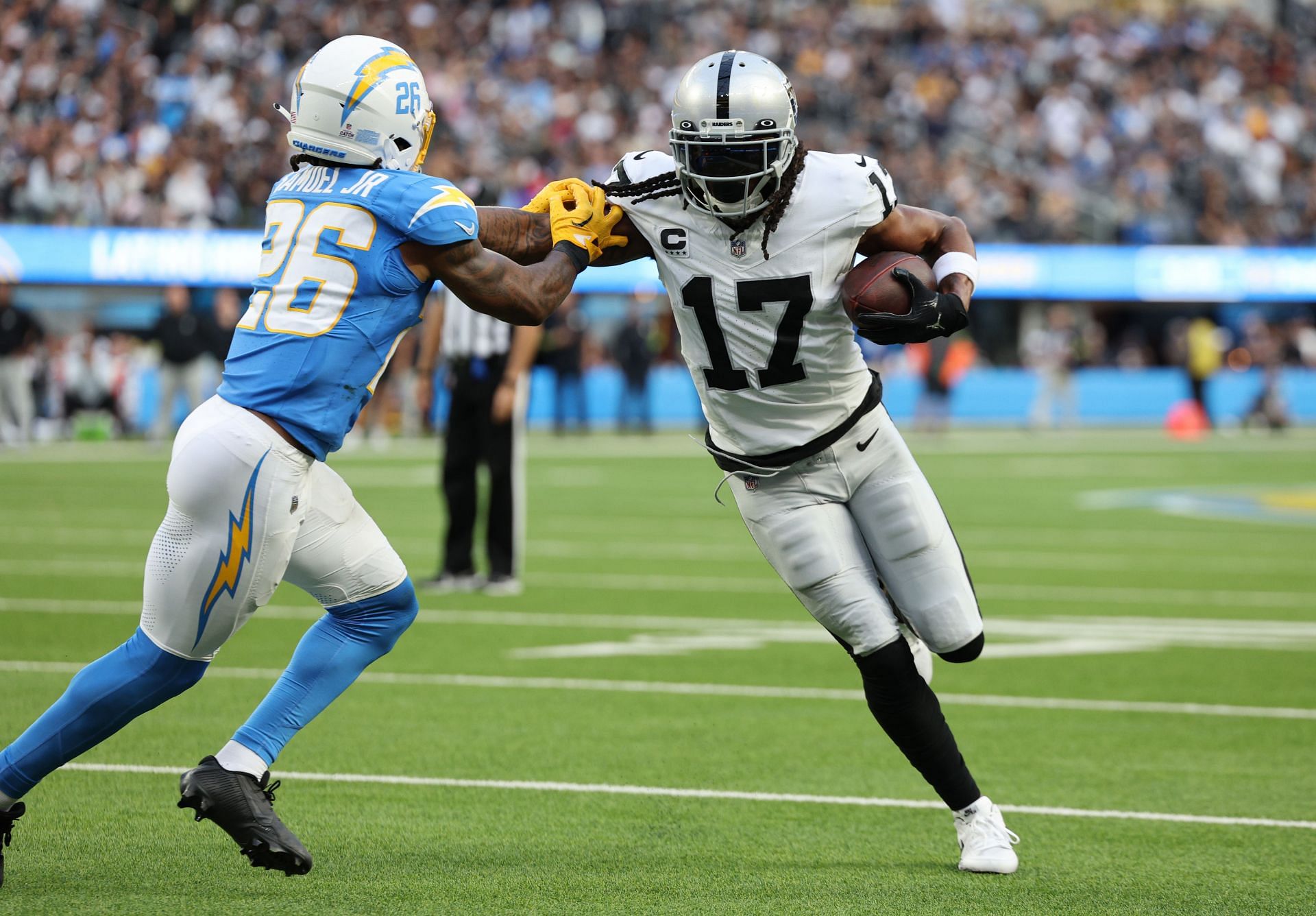 Davante Adams during Las Vegas Raiders v Los Angeles Chargers