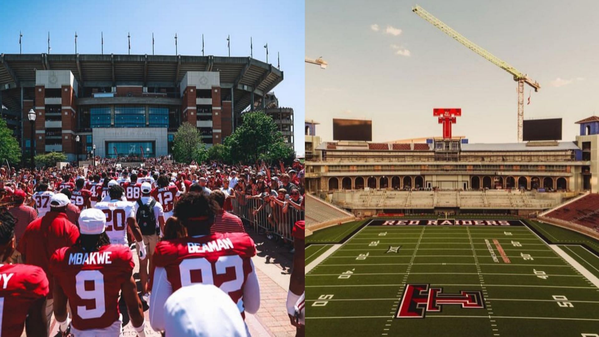 The Bryant-Denny Stadium and the Jones AT&amp;T Stadium