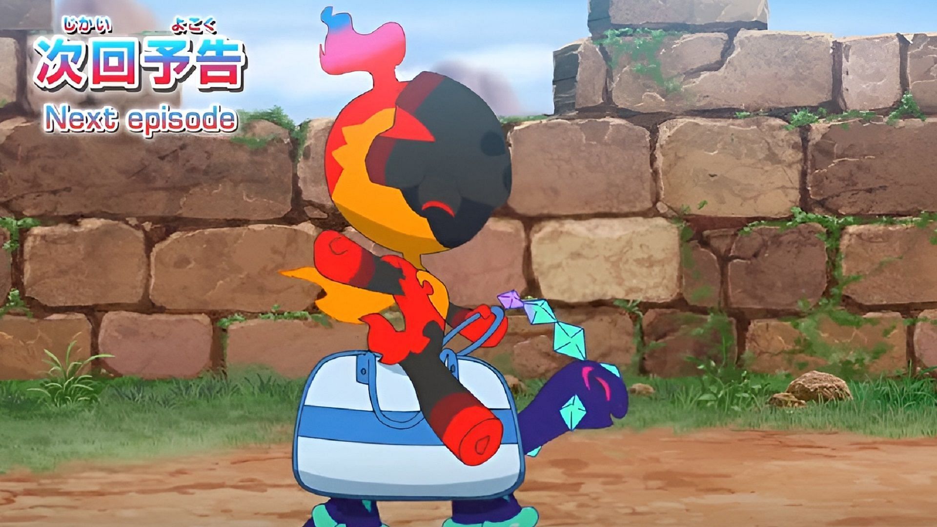 A Charcadet rides Terapagos in Episode 57&#039;s preview (Image via The Pokemon Company)