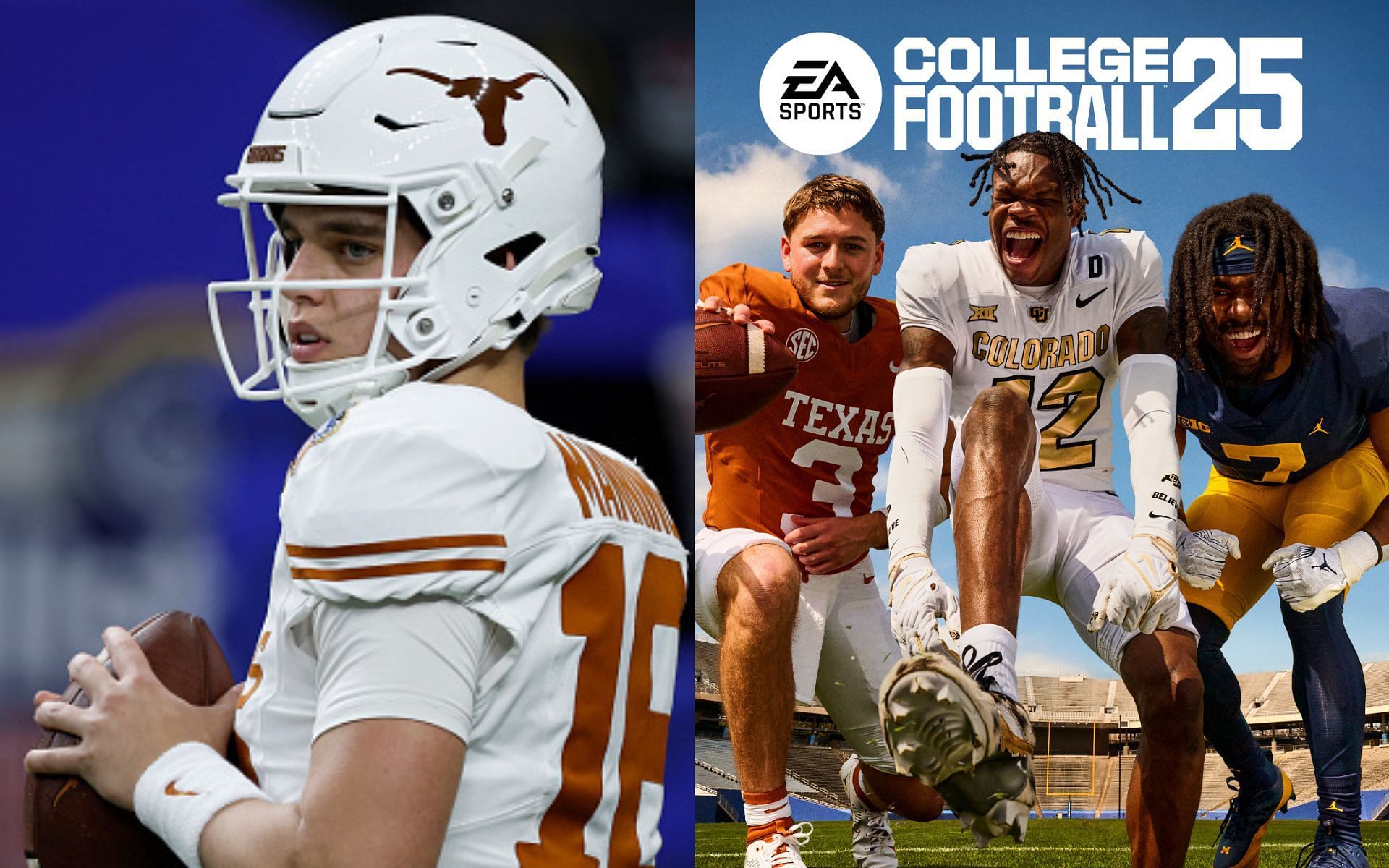 Arch Manning (left); EA Sports College Football 25 (right)