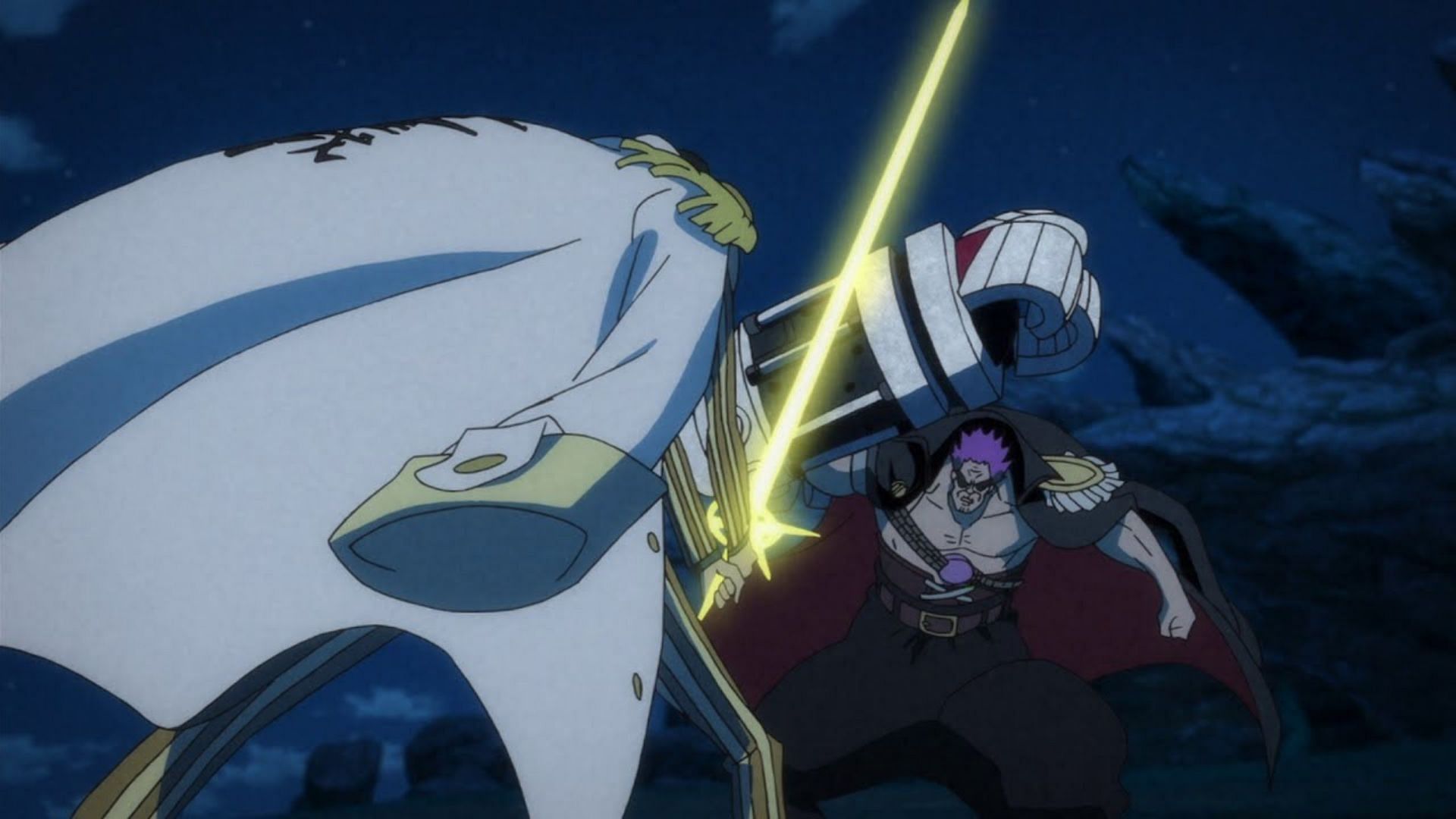 Kizaru clashes with Zephyr (Image via Toei Animation)