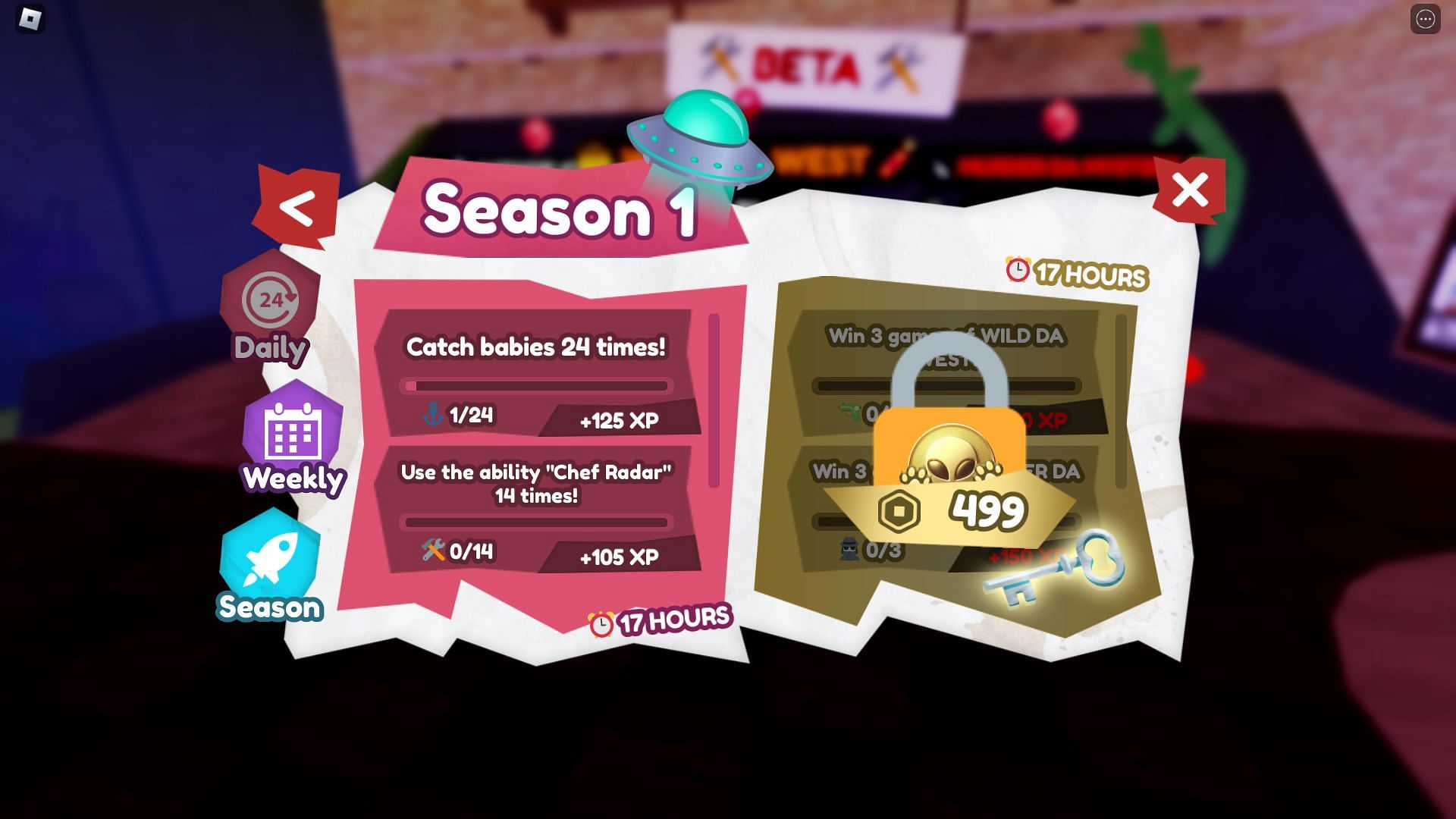 Season and Quest menu (Image via Roblox)