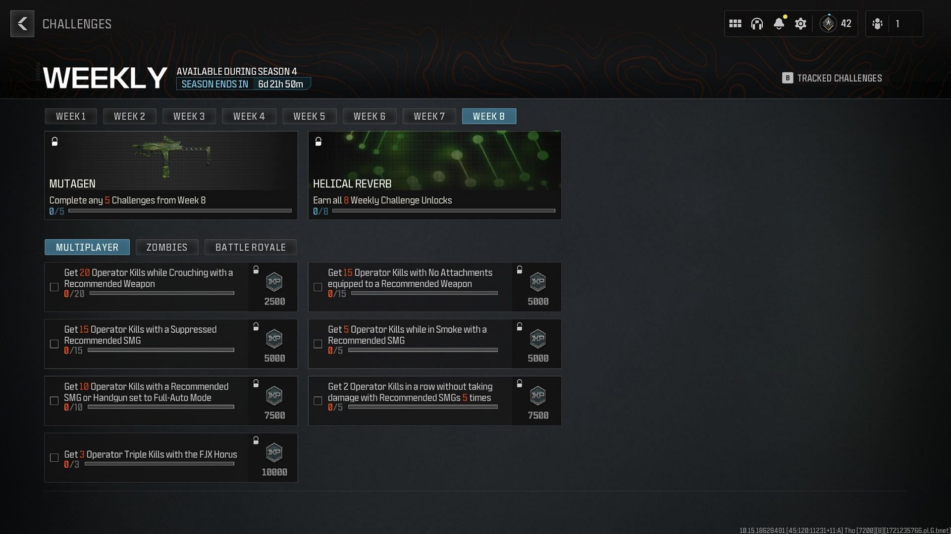 All MW3 Multiplayer Season 4 Week 8 challenges (Image via Activision)